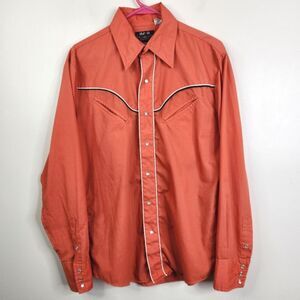 BJ-R Vtg Pearl Snap Dual Pocket Tail Long Form Fit LS Authentic Western Shirt L